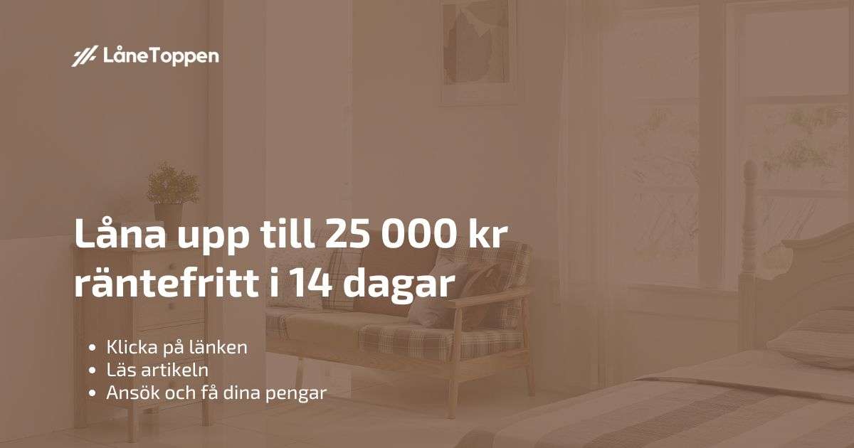 Låna upp till 25 000 kr räntefritt i 14 dagar