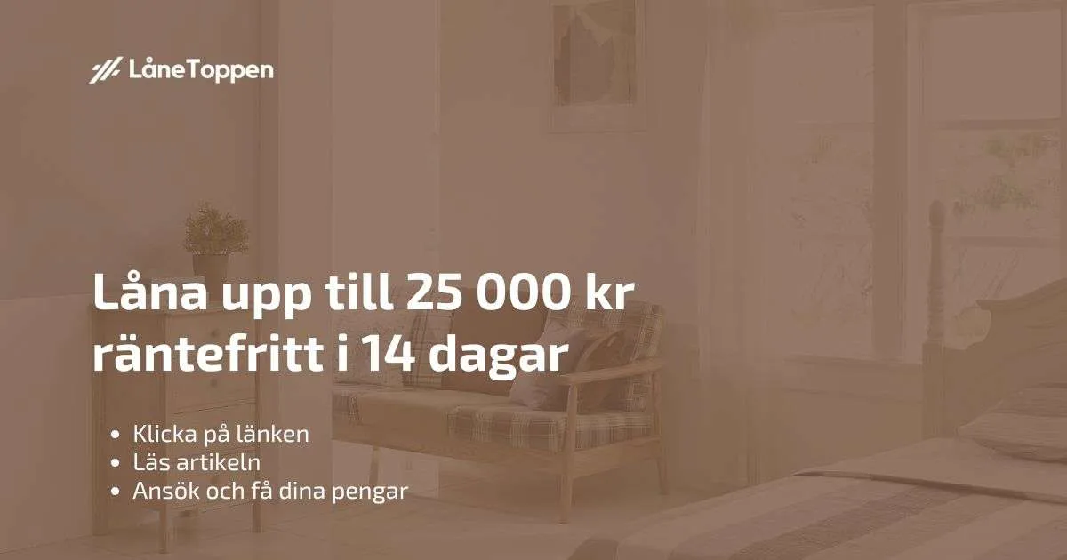 Låna upp till 25 000 kr räntefritt i 14 dagar